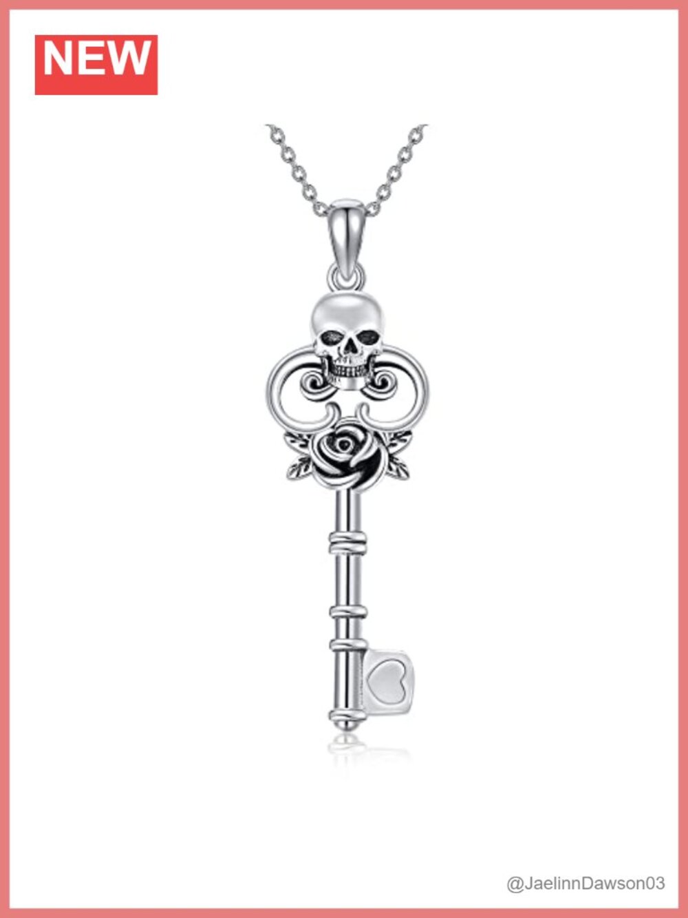 925 Sterling Silver Skull Key Necklace Gothic Vintage Pendant Jewelry for Women